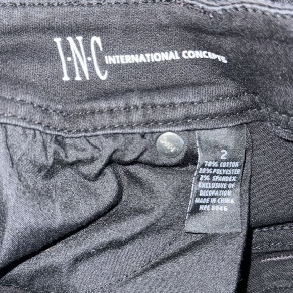 INC Black Straight Leg Crop Denim Jeans Size 2 Regular Fit Cotton Blend Womens - Picture 2 of 10